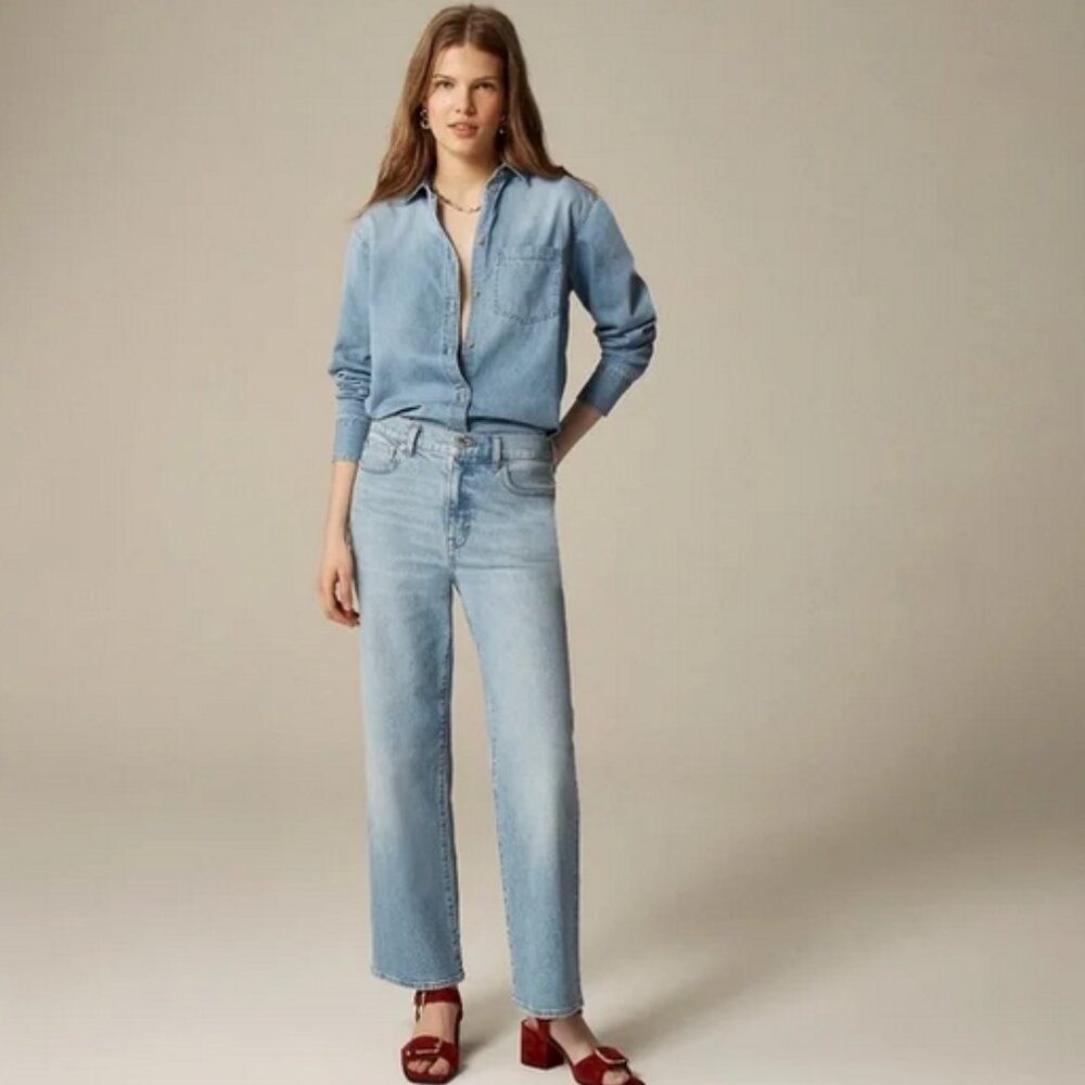 J. Crew Petite High Rise Slim Wide Leg Jean